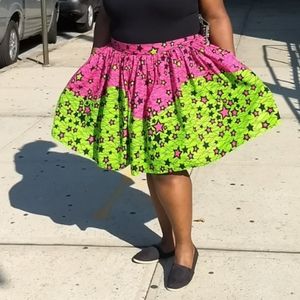Pink and Green African Wax Print Skirt
